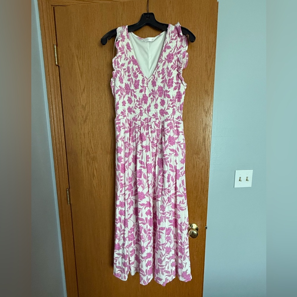 LC Lauren Conrad Pink and White Floral Midi Dress - Picture 5 of 12